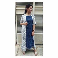 Load image into Gallery viewer, Indigo Slip Dress With Duster Shrug | Block Print - Tailor Your Story
