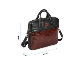 Load image into Gallery viewer, Laptop Leather Bag - Black &amp; Brandy - Tailor Your Story
