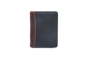 Leather Passport Holder - Black & brandy - Tailor Your Story