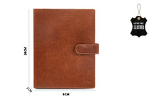 Load image into Gallery viewer, Leather Folder with button and flap-  Honey - Tailor Your Story
