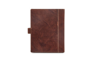 Leather Folder with button and flap-  Brandy - Tailor Your Story
