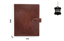 Load image into Gallery viewer, Leather Folder with button and flap-  Brandy - Tailor Your Story
