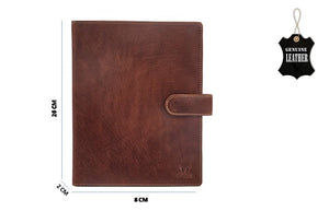 Leather Folder with button and flap-  Brandy - Tailor Your Story