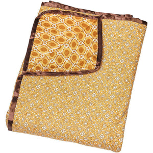 Dotted Fence & Floral Pattern Organic Cotton Single Dohar | Yellow Brown