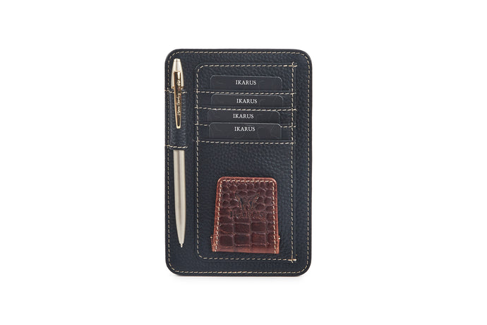 Pen, Debit/Credit Cards and Specs Holder - Car Accessories - Black & Brandy Croco - Tailor Your Story