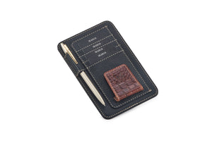 Pen, Debit/Credit Cards and Specs Holder - Car Accessories - Black & Brandy Croco - Tailor Your Story