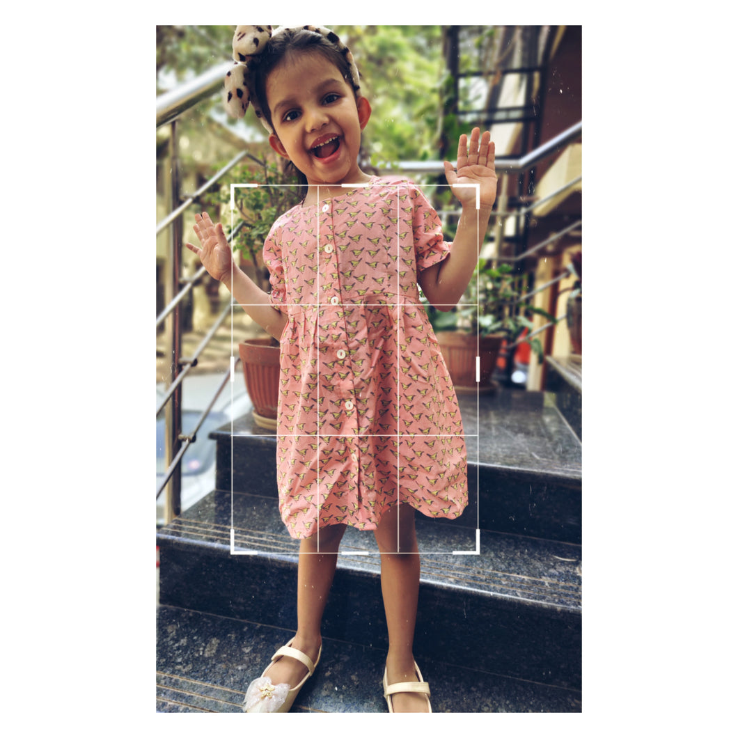 Bird Printed Summer Dress | Kids dresses for girls - Pink - Tailor Your Story