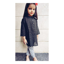 Load image into Gallery viewer, Set of 2: Black Kurta with Ikat Pants for Kids - Tailor Your Story

