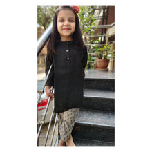 Load image into Gallery viewer, Set of 2: Black Kurta with Ikat Pants for Kids - Tailor Your Story
