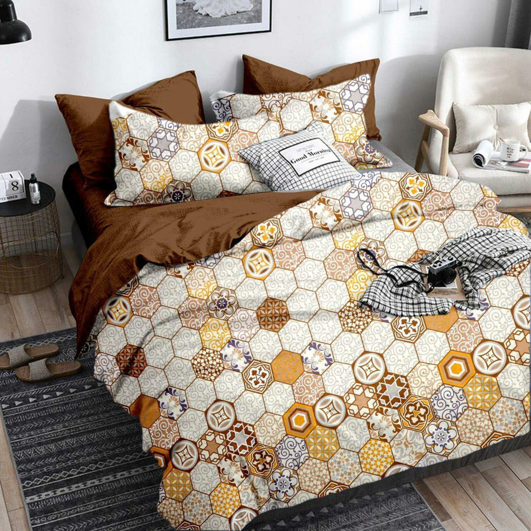 Selene Honeycomb Pattern Cotton King Size Bed Spread (275 x 305 cm) - SleepCosee