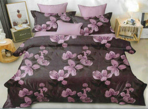 Sensation Glaze Cotton Bed Sheet - King Size (275x275 cm)|Violet sheet with flower