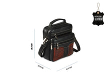 Load image into Gallery viewer, Unisex Cross Body Leather Bag - Black &amp; Brandy - Tailor Your Story
