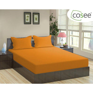 Satin Stripe Cotton Bed Sheet (King Size / 275x275 cm) - SleepCosee